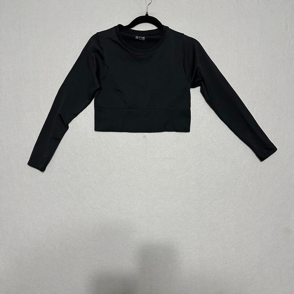 OFFLINE by Aerie Black Seamless Long Sleeve Crop Top‎ Athletic Shirt Womens M